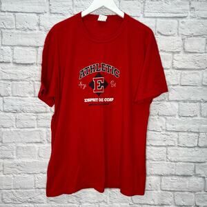 Vintage Esprit Athletic Department Graphic T-Shirt Size L Red Short Sleeve